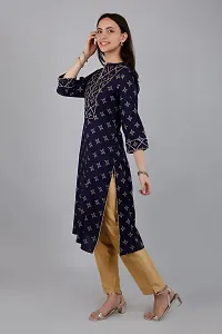 VAPPS Rayon Women Floral Printed Kurti for Women V Neck Knee Length Casual Kurti for Girls  Women || Girl Comfortable Casual Formal Office wear Fashionable Stylish Long Kurti 3/4 Sleeve-thumb4