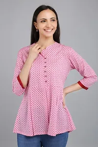 VAPPS Printed Cotton Flared Tunic for Women/Girls (Yellow, Pink, Red)-thumb2