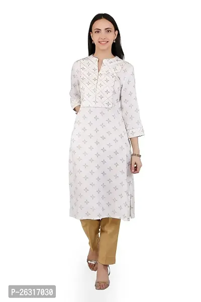 VAPPS Rayon Women Floral Printed Kurti for Women V Neck Knee Length Casual Kurti for Girls  Women || Girl Comfortable Casual Formal Office wear Fashionable Stylish Long Kurti 3/4 Sleeve