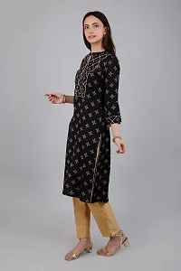 VAPPS Rayon Women Floral Printed Kurti for Women V Neck Knee Length Casual Kurti for Girls  Women || Girl Comfortable Casual Formal Office wear Fashionable Stylish Long Kurti 3/4 Sleeve-thumb4