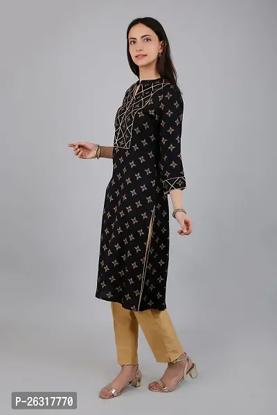 VAPPS Rayon Women Floral Printed Kurti for Women V Neck Knee Length Casual Kurti for Girls  Women || Girl Comfortable Casual Formal Office wear Fashionable Stylish Long Kurti 3/4 Sleeve-thumb5