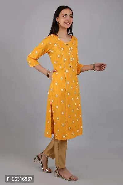 VAPPS Printed Cotton Kurti for Women  Girls Round Neck 3/4 th Sleeve Knee Length Kurta || Comfortable Casual Formal Office wear Fashionable Stylish Long Kurti 3/4 Sleeve-thumb4