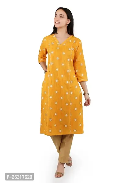 VAPPS Women Cotton Printed Kurti Casual for Girls  Women || Girl Comfortable Casual Formal Office wear Fashionable Stylish Long Kurti 3/4 Sleeve