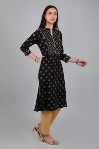 VAPPS Rayon Women Floral Printed Kurti for Women V Neck Knee Length Casual Kurti for Girls  Women || Girl Comfortable Casual Formal Office wear Fashionable Stylish Long Kurti 3/4 Sleeve-thumb3