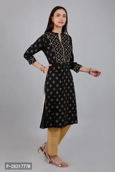 VAPPS Rayon Women Floral Printed Kurti for Women V Neck Knee Length Casual Kurti for Girls  Women || Girl Comfortable Casual Formal Office wear Fashionable Stylish Long Kurti 3/4 Sleeve-thumb4