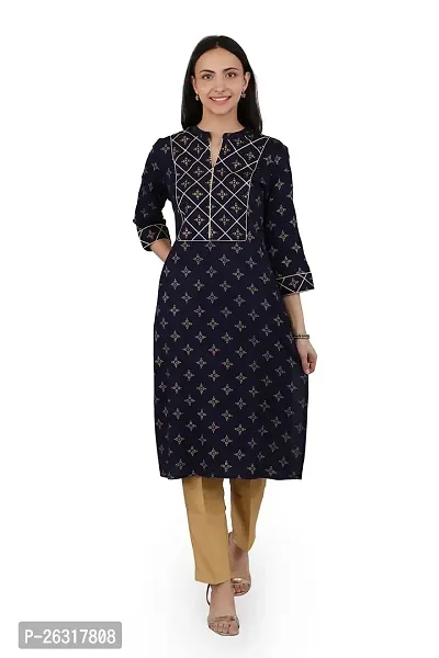 VAPPS Rayon Women Floral Printed Kurti for Women V Neck Knee Length Casual Kurti for Girls  Women || Girl Comfortable Casual Formal Office wear Fashionable Stylish Long Kurti 3/4 Sleeve