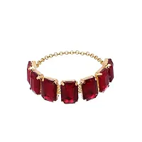 VAPPS Gold-Plated Red Crystal Studded Choker , Bracelet, Ring Jewellery Set for Women and Girls-thumb4