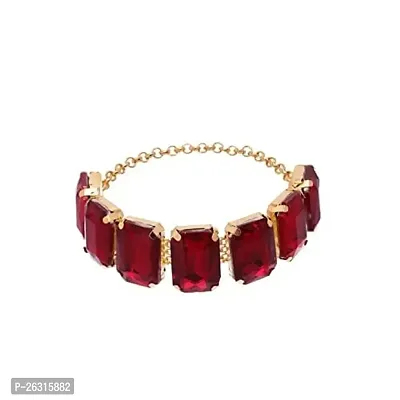 VAPPS Gold-Plated Red Crystal Studded Choker , Bracelet, Ring Jewellery Set for Women and Girls-thumb5