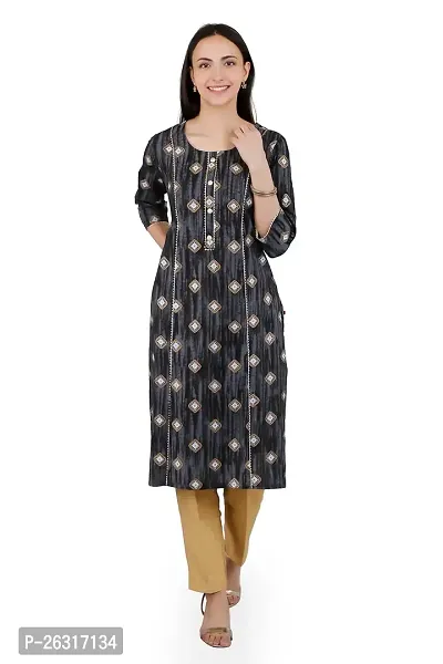 VAPPS Printed Cotton Kurti for Women  Girls Round Neck 3/4 th Sleeve Knee Length Kurta || Comfortable Casual Formal Office wear Fashionable Stylish Long Kurti 3/4 Sleeve