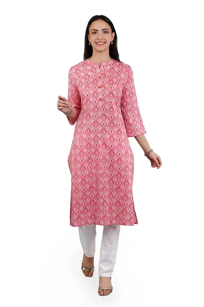VAPPS Women's Cotton Printed Kurti || Girl Comfortable Casual Formal Office wear Fashionable Stylish Long Kurti 3/4 Sleeve
