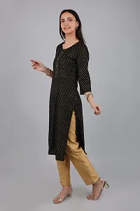 VAPPS Cotton Strip Design Kurti Round Neck 3/4 th Sleeve Knee Length Kurta for Women  Girls || Comfortable Casual Formal Office wear Fashionable Stylish Long Kurti 3/4 Sleeve-thumb4