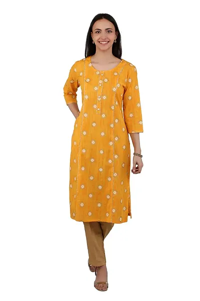 VAPPS Kurti for Women Girls Round Neck 3/4 th Sleeve Knee Length Kurta || Comfortable Casual Formal Office wear Fashionable Stylish Long Kurti 3/4 Sleeve