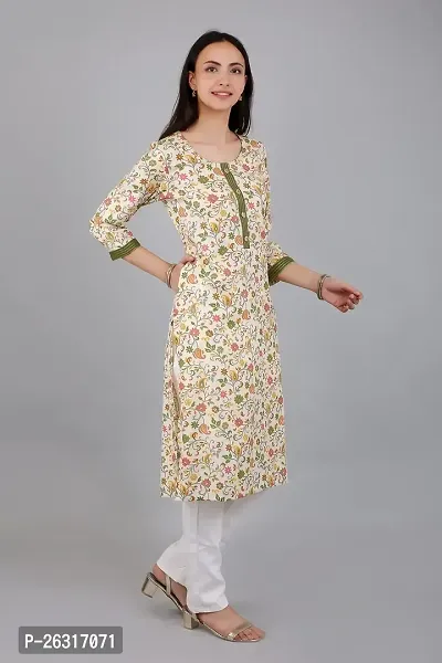 VAPPS Floral Printed Cotton Kurti for Women Round Neck Knee Length Casual Kurti for Girls  Women-thumb4