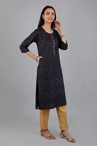 VAPPS Cotton Strip Design Kurti Round Neck 3/4 th Sleeve Knee Length Kurta for Women  Girls || Comfortable Casual Formal Office wear Fashionable Stylish Long Kurti 3/4 Sleeve-thumb3