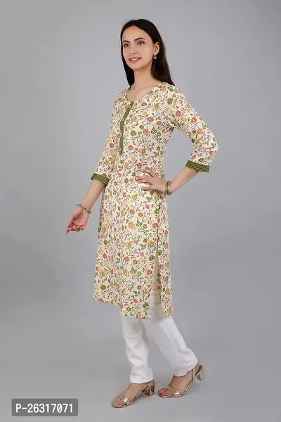 VAPPS Floral Printed Cotton Kurti for Women Round Neck Knee Length Casual Kurti for Girls  Women-thumb5