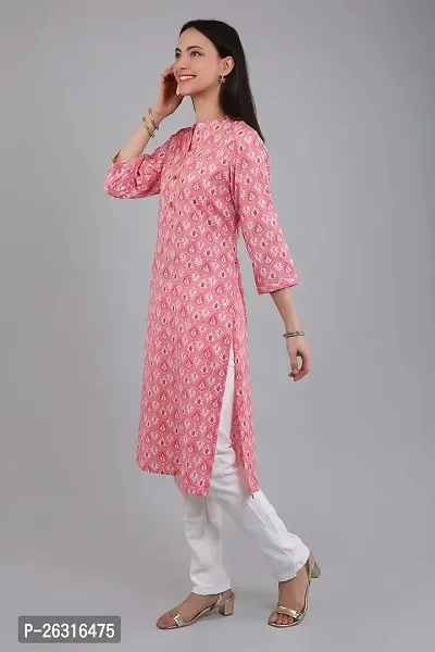 VAPPS Women's Cotton Printed Kurti || Girl Comfortable Casual Formal Office wear Fashionable Stylish Long Kurti 3/4 Sleeve-thumb4