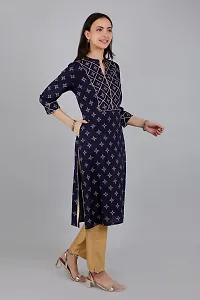 VAPPS Rayon Women Floral Printed Kurti for Women V Neck Knee Length Casual Kurti for Girls  Women || Girl Comfortable Casual Formal Office wear Fashionable Stylish Long Kurti 3/4 Sleeve-thumb3