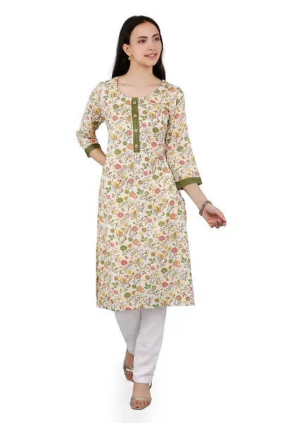 VAPPS Floral Kurti for Women Round Neck Knee Length Casual Kurti for Girls Women