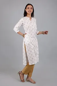 VAPPS Women Rayon Printed Kurti for Women V Neck Knee Length Casual Kurti for Girls  Women || Comfortable Casual Formal Office wear Fashionable Stylish Long Kurti 3/4 Sleeve-thumb3