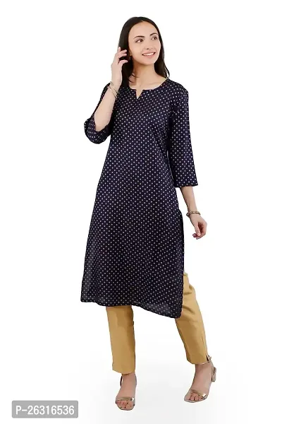 VAPPS Women Rayon Printed Kurti Casual for Girls  Women || Girl Comfortable Casual Formal Office wear Fashionable Stylish Long Kurti 3/4 Sleeve-thumb0