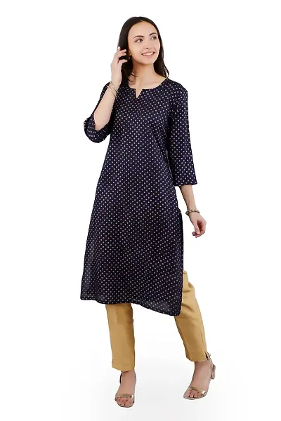 VAPPS Women Rayon Kurti Casual for Girls Women || Girl Comfortable Casual Formal Office wear Fashionable Stylish Long Kurti 3/4 Sleeve