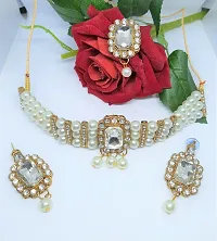 VAPPS White Gold-Plated Studded Pearls Jewellery Set-thumb3