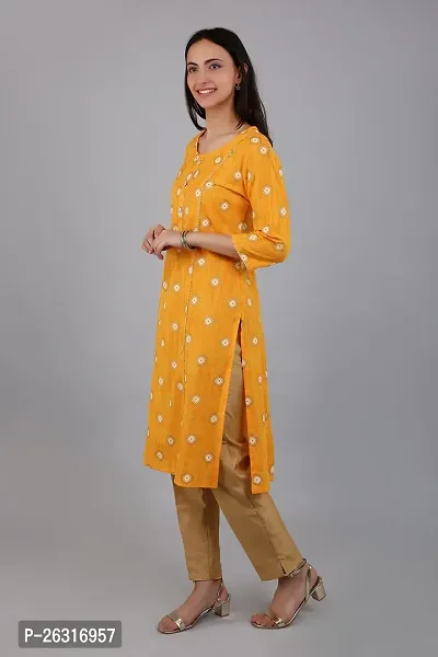 VAPPS Printed Cotton Kurti for Women  Girls Round Neck 3/4 th Sleeve Knee Length Kurta || Comfortable Casual Formal Office wear Fashionable Stylish Long Kurti 3/4 Sleeve-thumb5