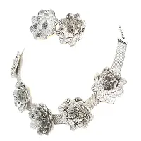 Oxidized German Silver Rose style Antique Jewellery Choker Set for womens and Girls-thumb2