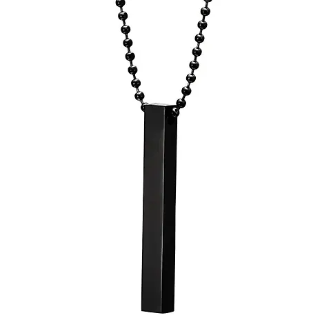 ZILLSHI Unisex Jewellery 3D Cuboid Vertical Bar/Stick Stainless Locket Pendant Necklace For Boys and Men Gift For Him Her