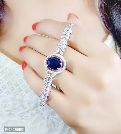 American Diamond Bracelet Cz Stone Party Wear Premium Design Jewellery for Girls  Women-thumb0
