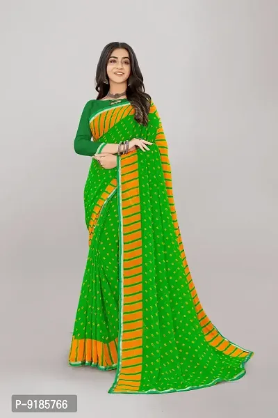 Stylish Chiffon Green Saree With Blouse Piece For Women