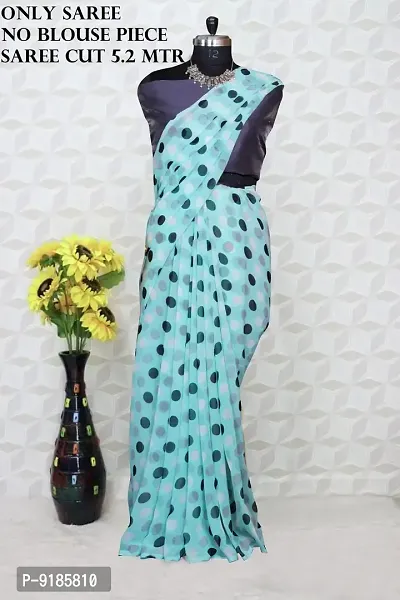 Stylish Georgette Sea Blue Saree For Women-thumb0