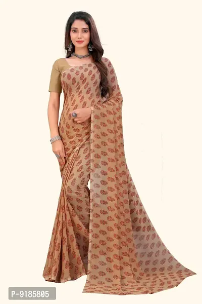 Stylish Georgette Cream Saree For Women