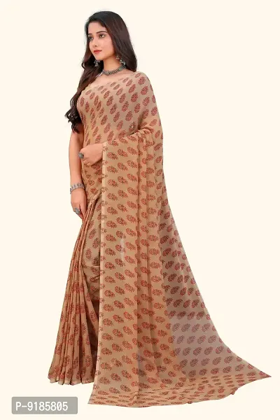 Stylish Georgette Cream Saree For Women-thumb3