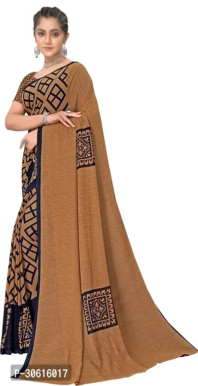 Stylish Georgette Brown Printed Saree with Blouse piece For Women-thumb4