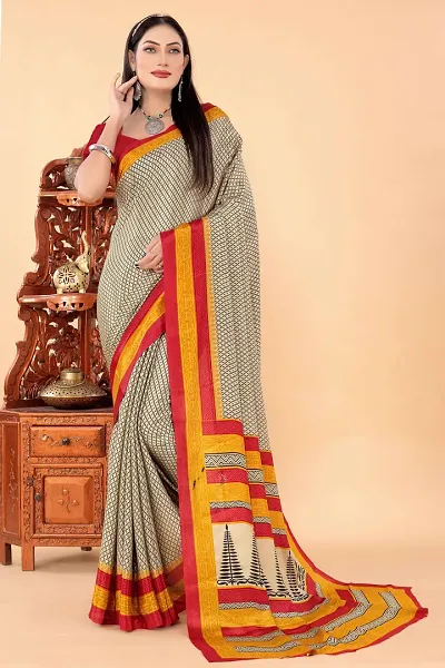 Glamorous Pure Silk Saree with Blouse piece 