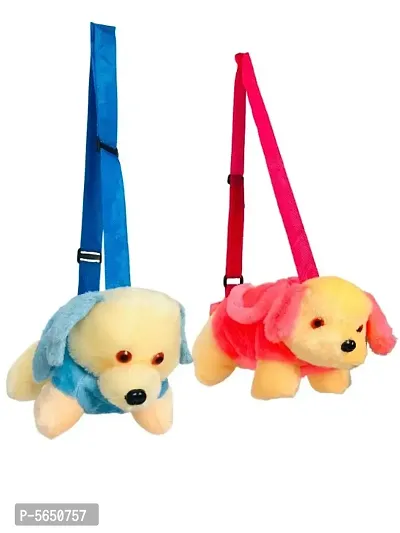 Cult Factory Puppy Dog Soft Toy Animals Set Combo Pack of 2 Small Bags for Baby Girl Baby Boys, Kids-thumb0