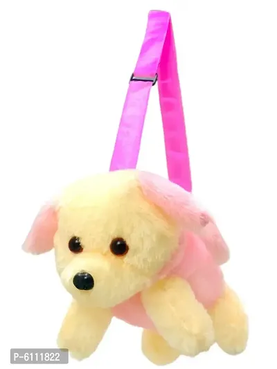Cult Factory Baby Toys Bags Animal Dog Soft Toy Children Girls Cute New Latest Stylish Hand Held| Sling Bag for Girl, Boy, Baby Pink Colour Small Travel Backpack College Girls With Cross Body Adjustab-thumb0