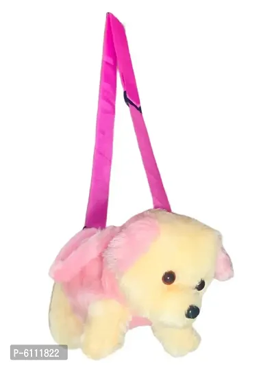 Cult Factory Baby Toys Bags Animal Dog Soft Toy Children Girls Cute New Latest Stylish Hand Held| Sling Bag for Girl, Boy, Baby Pink Colour Small Travel Backpack College Girls With Cross Body Adjustab-thumb2
