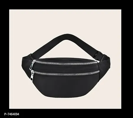 Waist Bag for Women Stylish Leather Waistbag Black Waterproof Big Size Girls Stylish College Girl Backpack Across the Shoulder Bag-thumb0