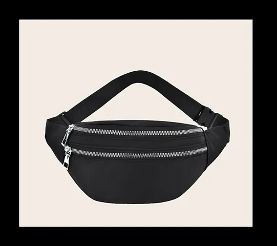 Waist Bag for Women Stylish Leather Waistbag Black Waterproof Big Size Girls Stylish College Girl Backpack Across the Shoulder Bag