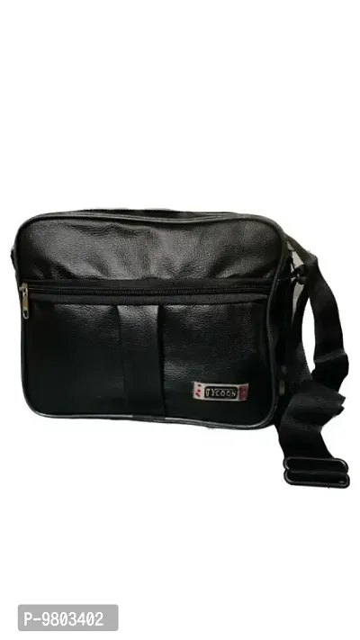 Men Bag Daily Use Messenger Bag Classy Black Color Plain Side Bag-thumb0