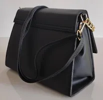Sling Bag for Girls and Womens Black Color Leather Side Long Belt Bag-thumb2