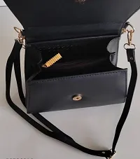 Sling Bag for Girls and Womens Black Color Leather Side Long Belt Bag-thumb3