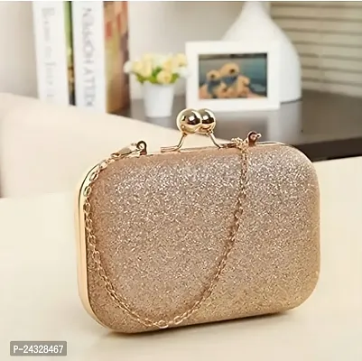 Party Clutch for Women Trendy Golden Color Clutch with Chain-thumb0