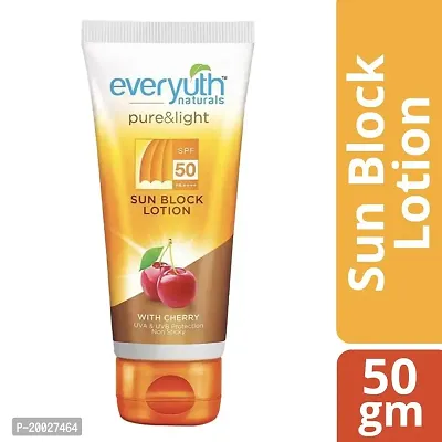 Everyuth Naturals Pure  Light SPF 50 Sun Block Lotion with De Tan Scrub 50g Free Combo-thumb5