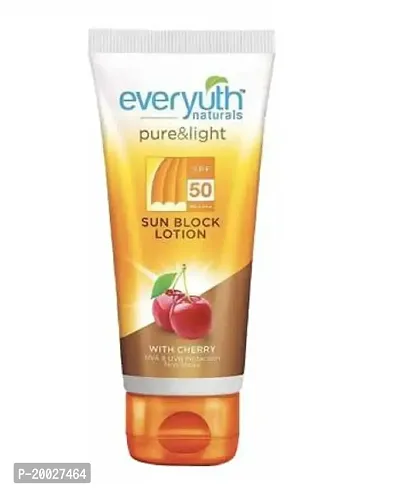 Everyuth Naturals Pure  Light SPF 50 Sun Block Lotion with De Tan Scrub 50g Free Combo-thumb0