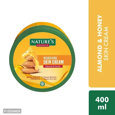 Nature's Essence Almond  Honey Nourishing Skin Cream, 400ml |Intense Moisturization  Radiance in just 5 seconds |Rejuvenates  Hydrates Dry Skin | For Dry  Dull Skin