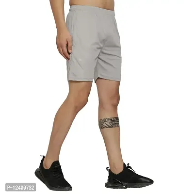 Maned Wolf Men's Regular Fit Shorts - Casual Wear, Gym & Sports Shorts for Men - Lightweight Above Knee Length Shorts for Boys [ Light Grey - M ]-thumb4