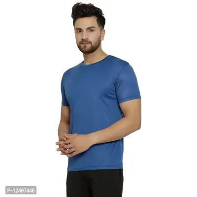 Maned Wolf Dry Fit Tshirts for Men - Drying & Breathable Fabric Gym Wear Tees & Workout Half Sleeve Tshirt [ Navy -Medium ]-thumb4